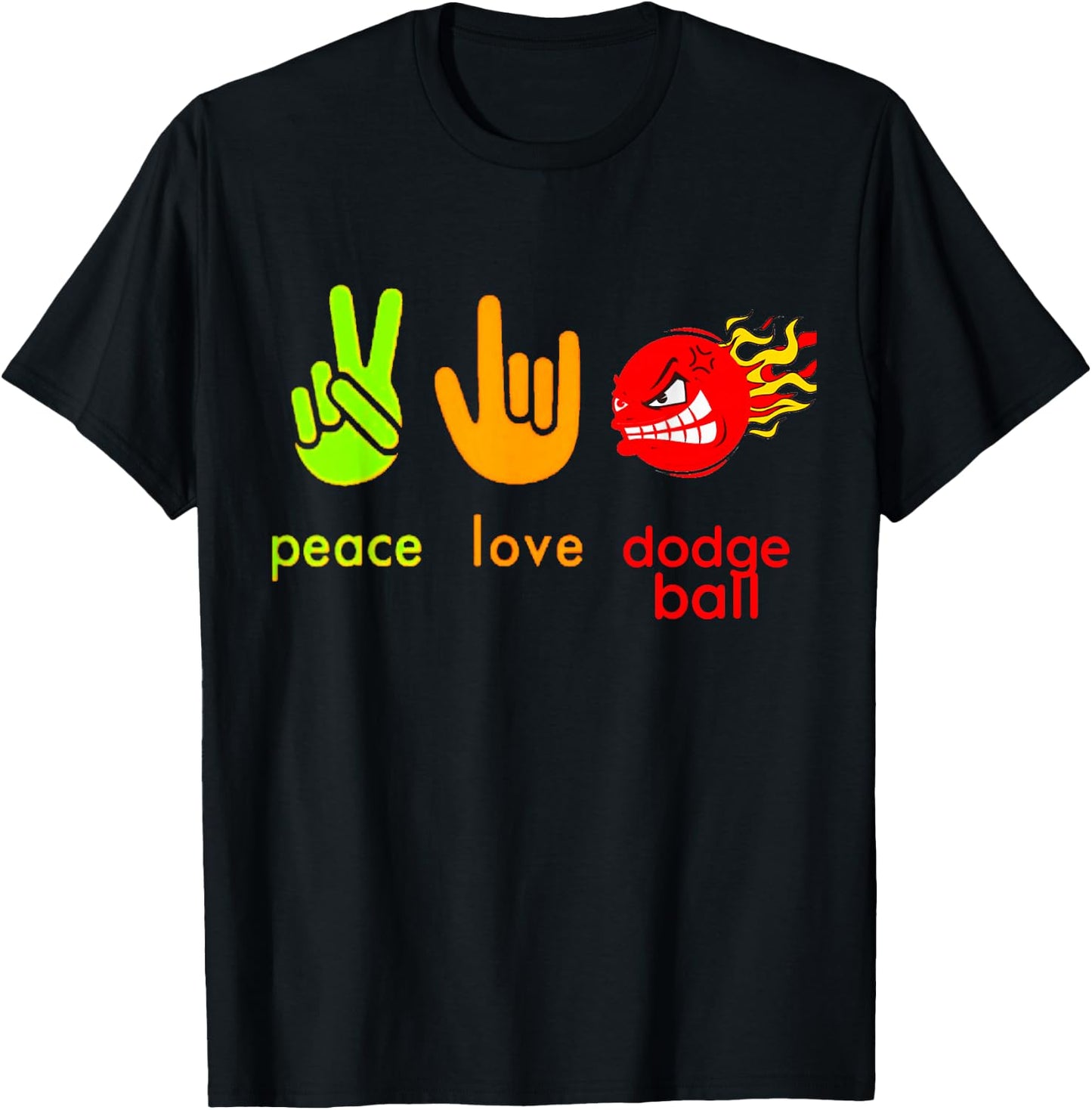 Peace Love Dodgeball Humor Sport Game T-Shirt - T-Shirt | Black