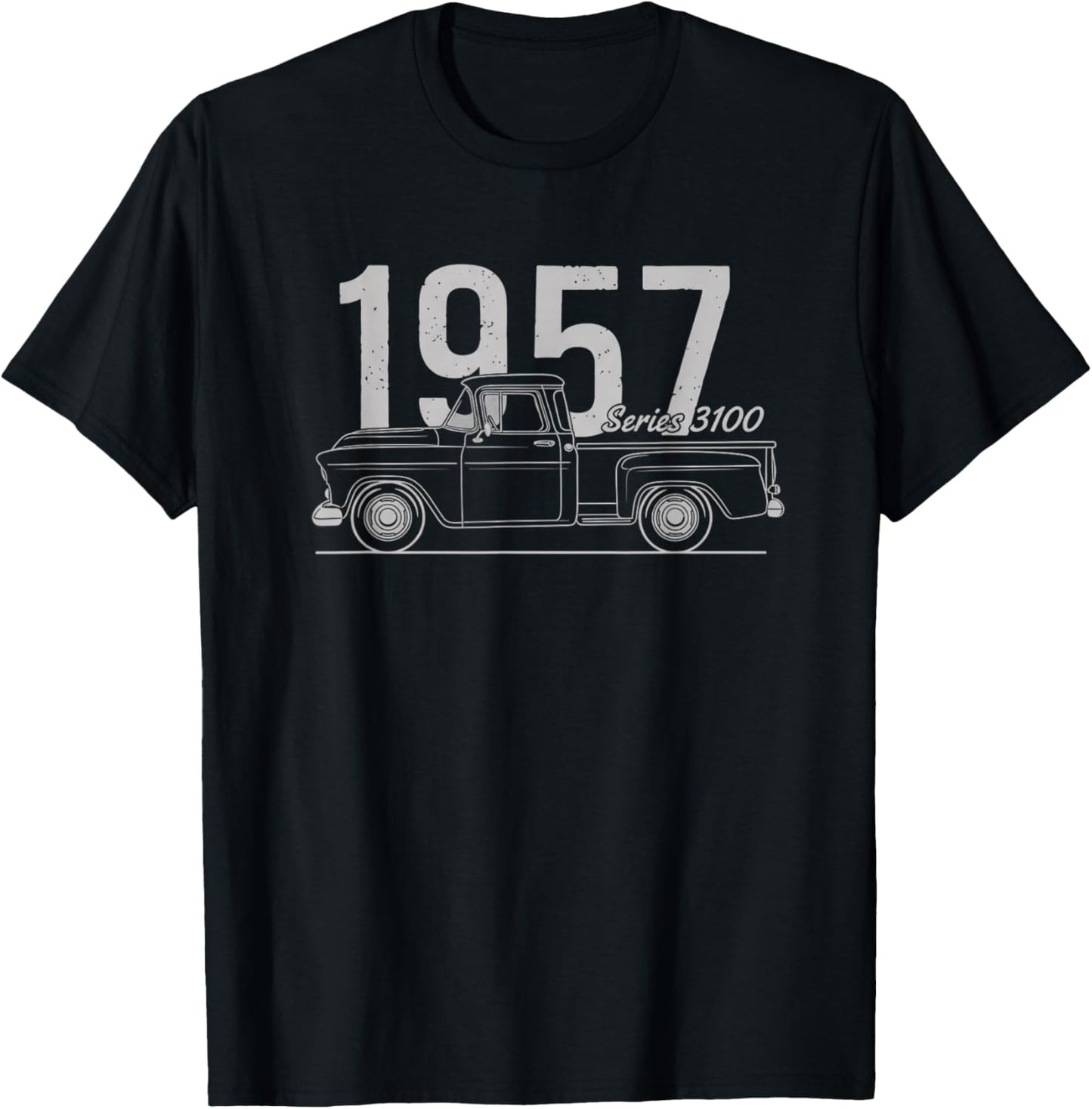 Trucks & Off-Road, 1957 Series 3100 Classic Pickup Outline T-Shirt - T-Shirt | Black