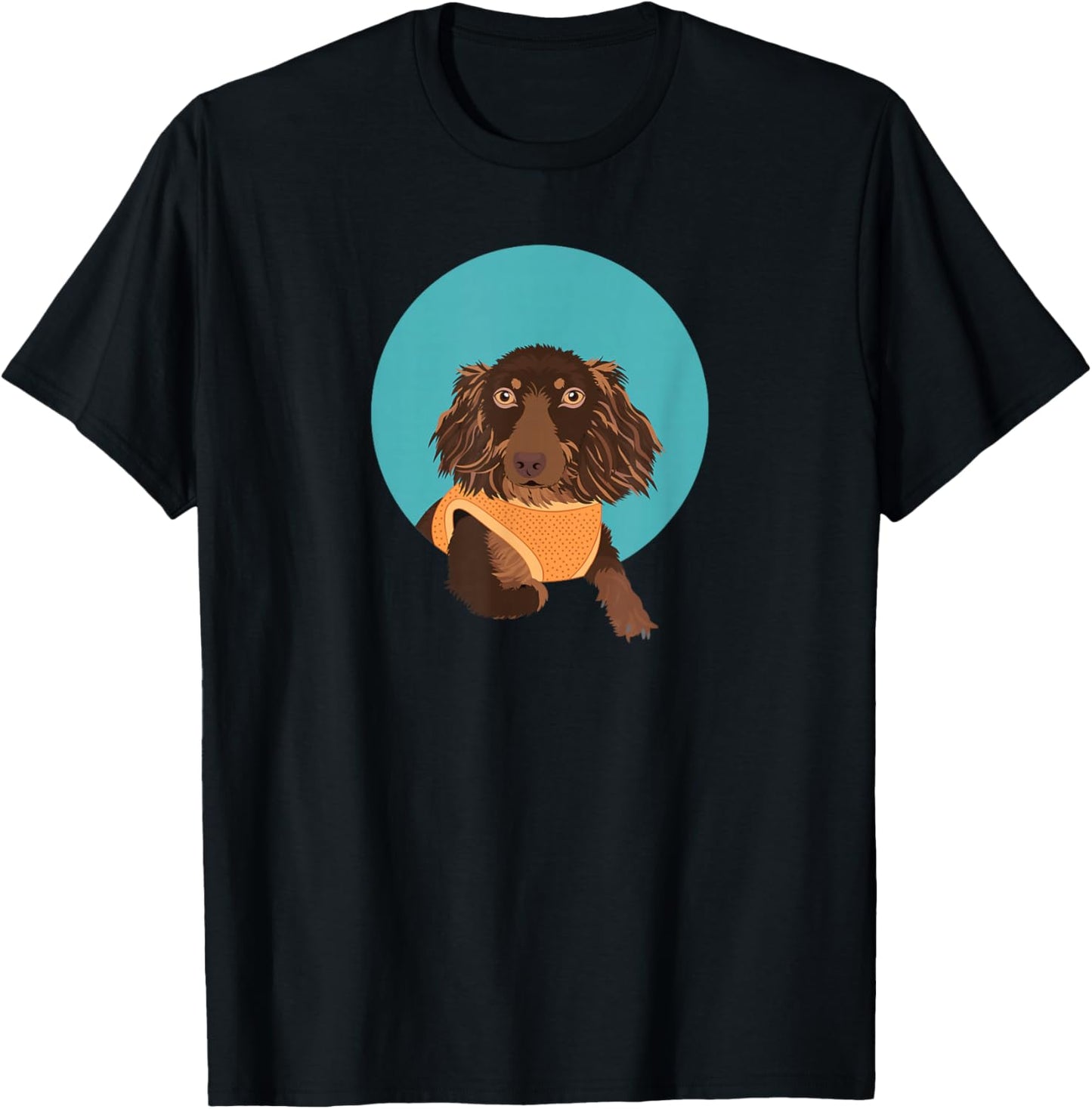 Cute Long-Haired Dachshund T-Shirt - T-Shirt | Black