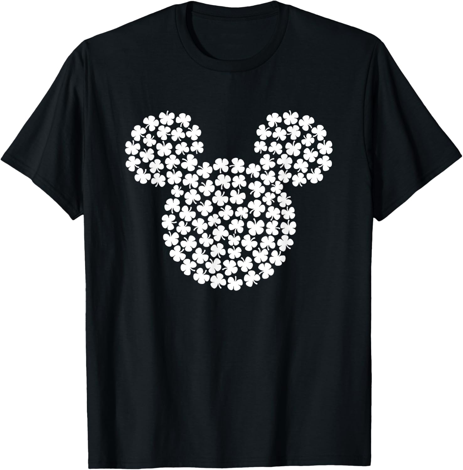 Disney Mickey Mouse White 4-Leaf Clovers St. Patrick's Day T-Shirt - T-Shirt | Black