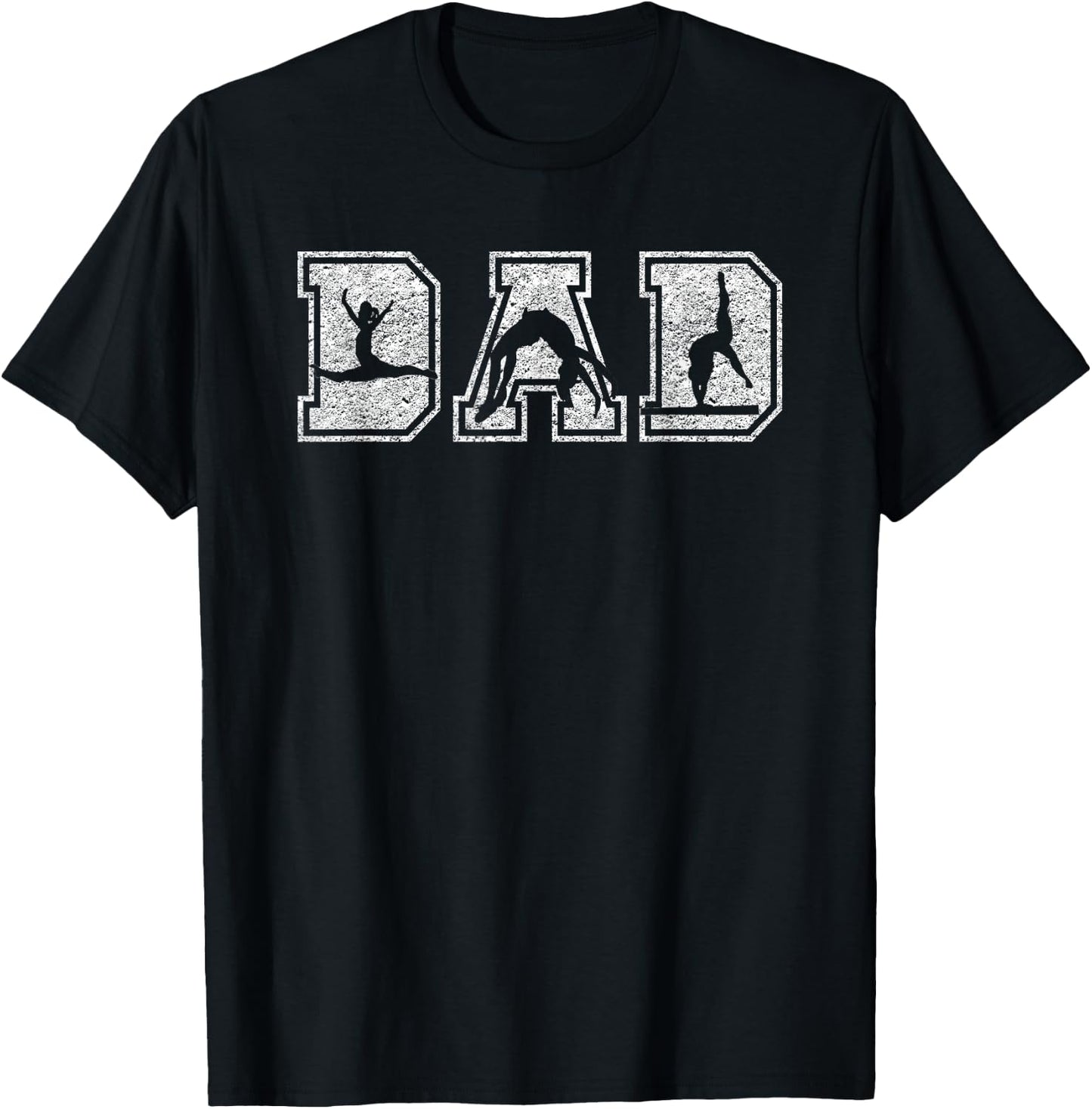Gymnastics Dad Funny Fathers Day Distressed T-Shirt - T-Shirt | Black