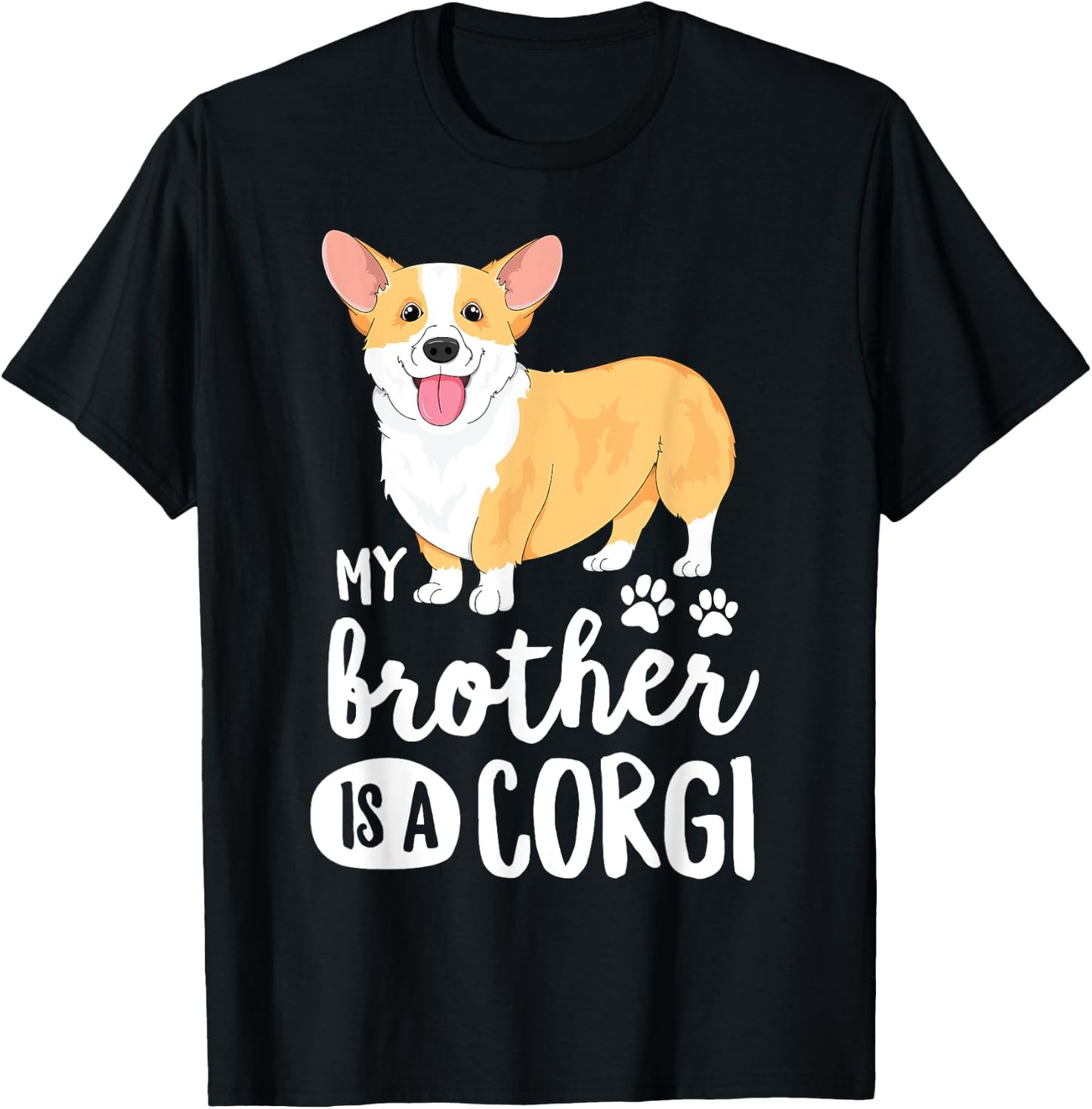 My Brother Is A Corgi for Kids Boys Puppy Dog Gift T-Shirt - T-Shirt | Black