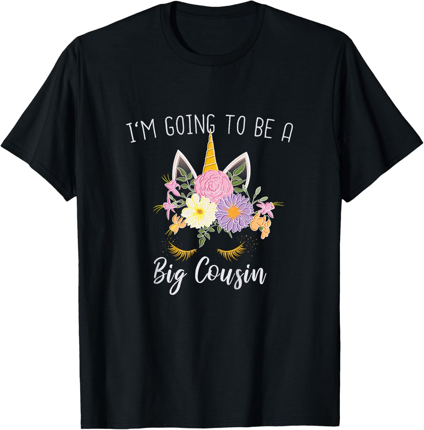 Going to be a Big Cousin Girls Unicorn T-Shirt - T-Shirt | Black
