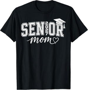 Senior Mom 2027 Proud Mom Mother Graduate Class of 2027 T-Shirt - T-Shirt | Black