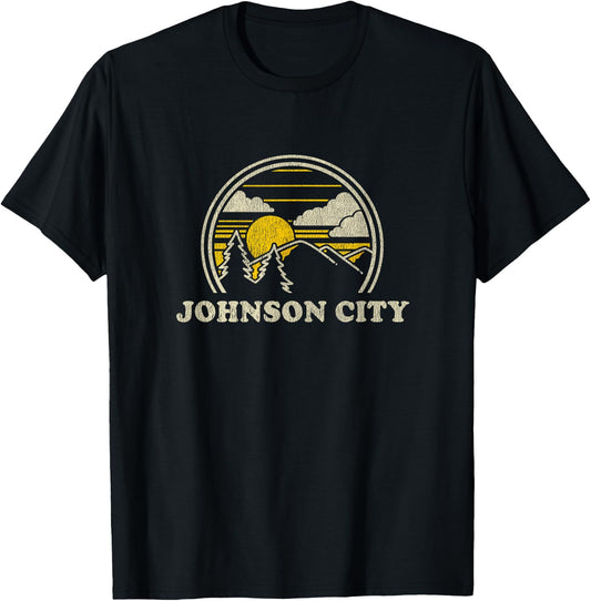 Johnson City Tennessee TN T Shirt Vintage Hiking Mountains T-Shirt - T-Shirt | Black