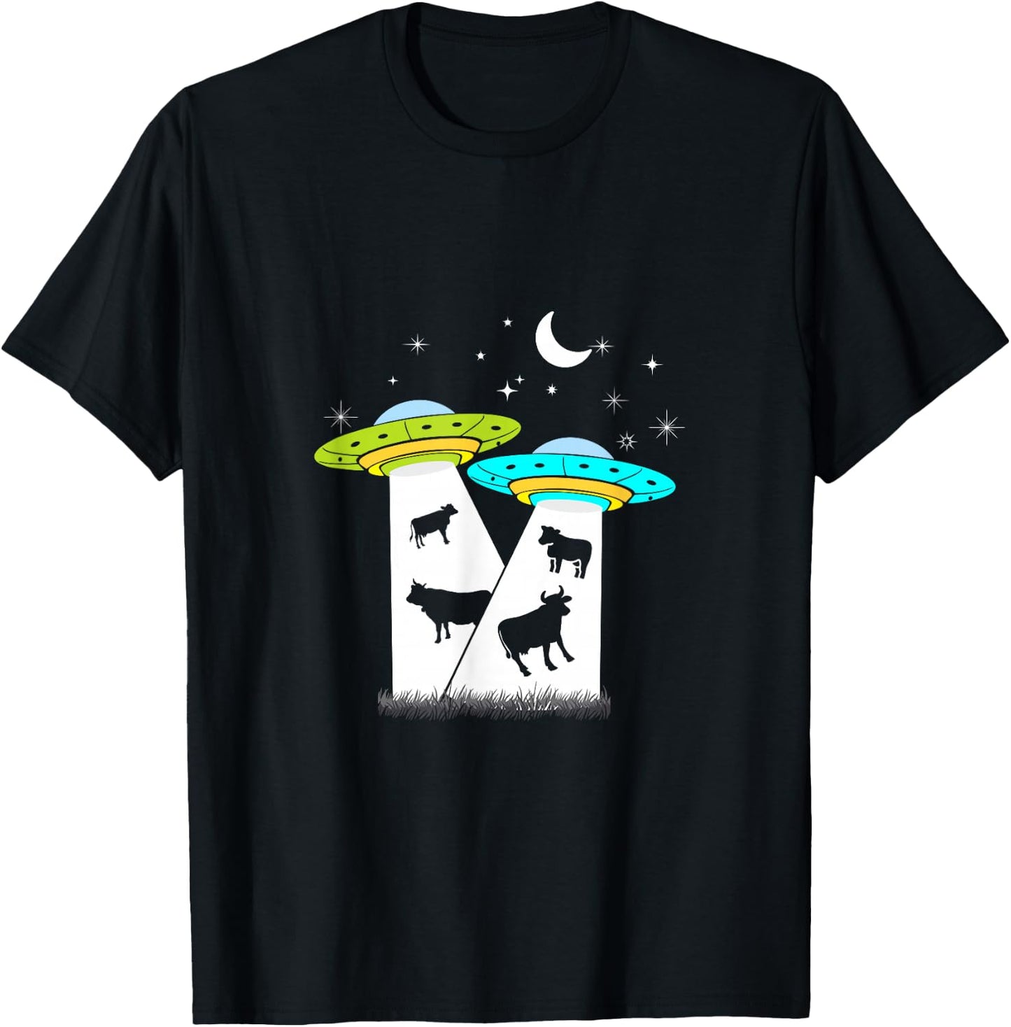Alien Cow Abduction UFO Area Free the Aliens Shirt T-Shirt - T-Shirt | Black