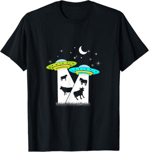 Alien Cow Abduction UFO Area Free the Aliens Shirt T-Shirt - T-Shirt | Black