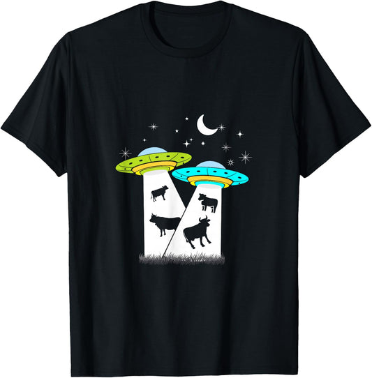 Alien Cow Abduction UFO Area Free the Aliens Shirt T-Shirt - T-Shirt | Black