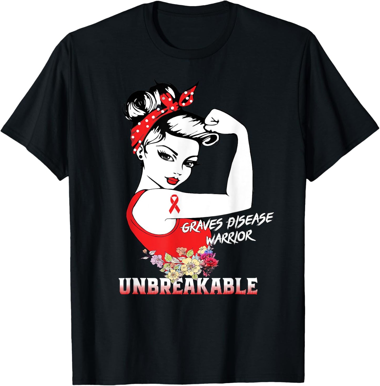 Graves Disease Warrior Unbreakable Awareness Gift T-Shirt - T-Shirt | Black