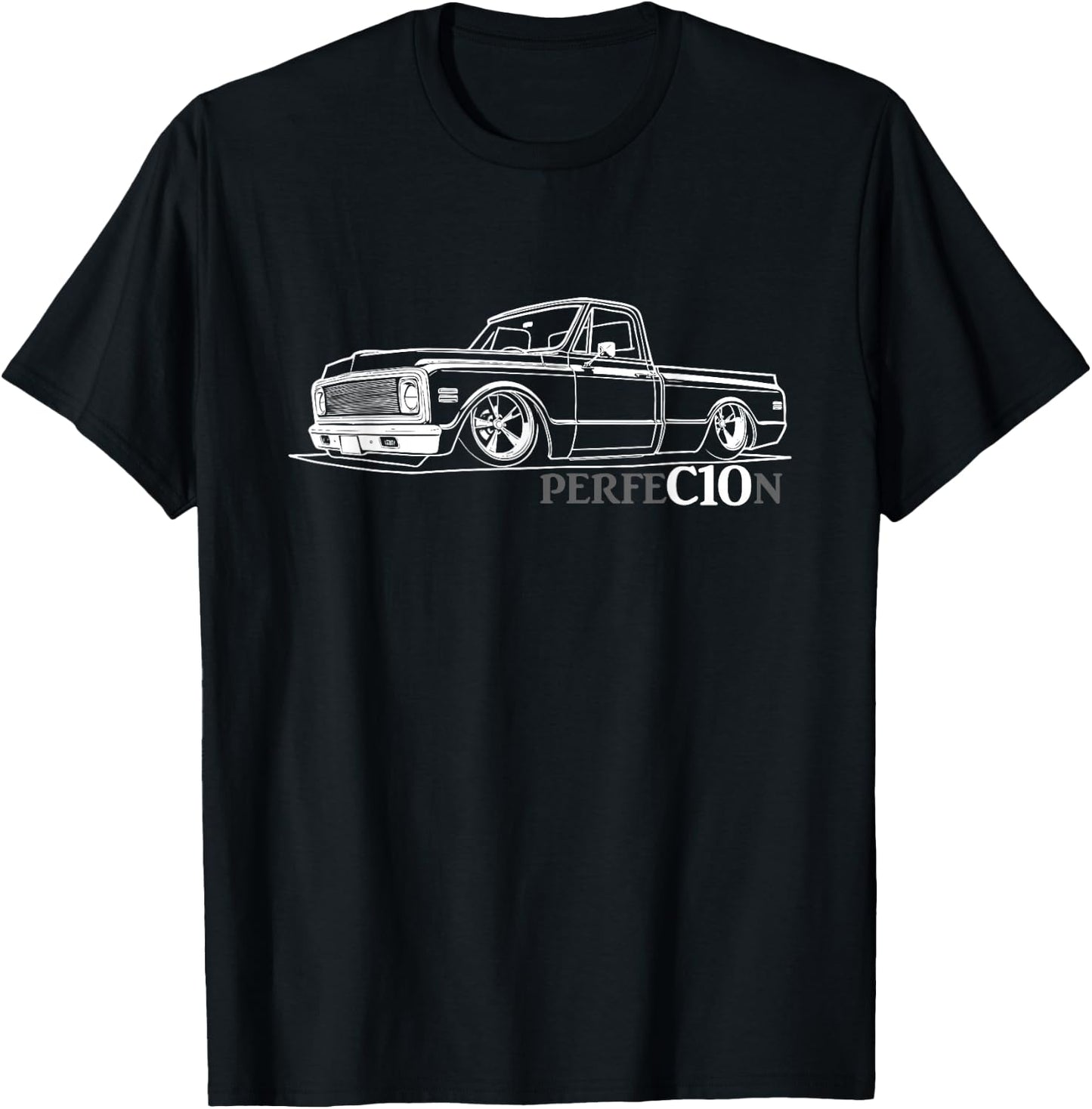 1970-1972 C10 Custom Truck Perfection C10 Truck Silhouette T-Shirt - T-Shirt | Black