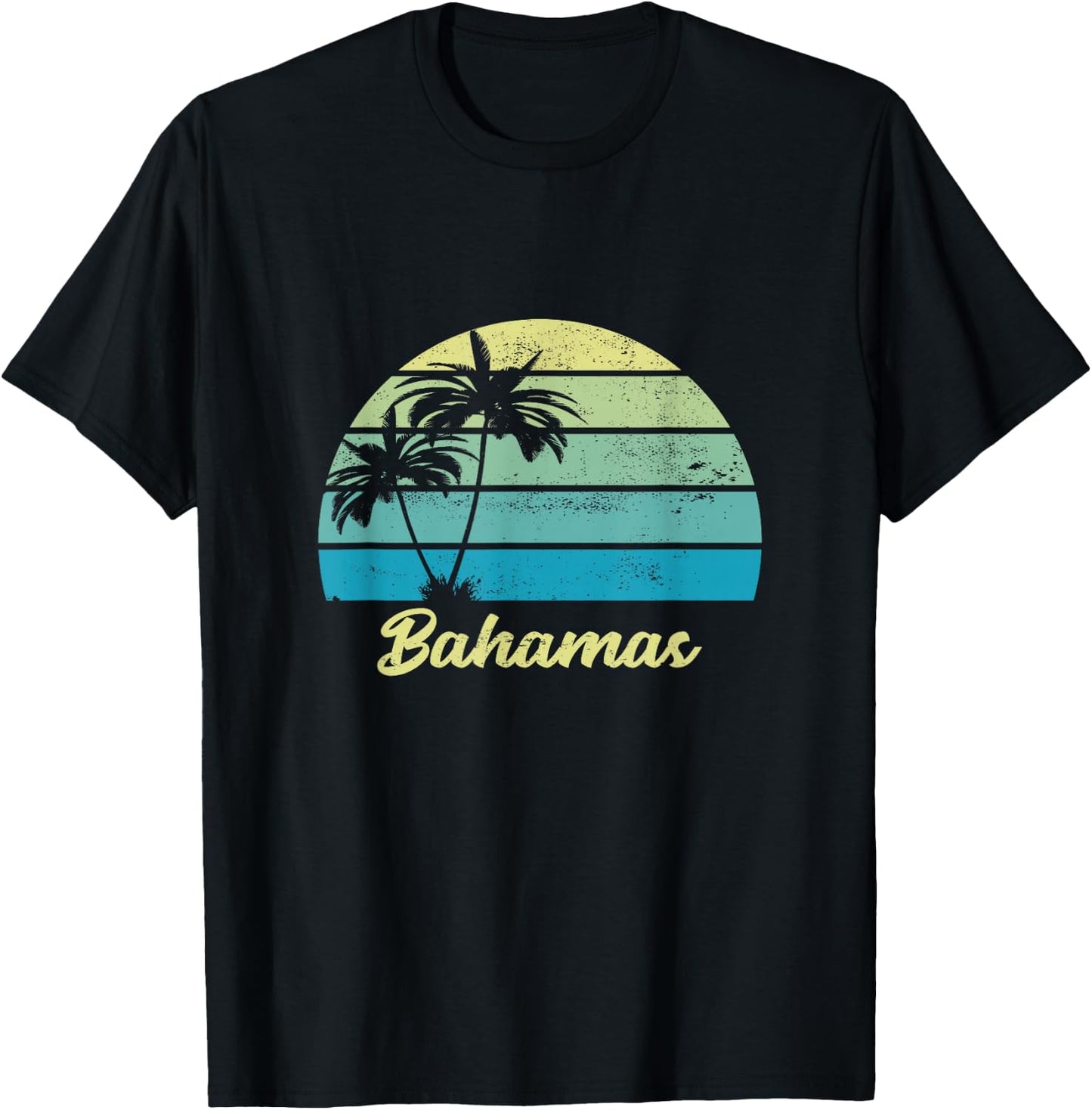 Bahamas Souvenir T Shirt Vacation Vintage Palm T-Shirt - T-Shirt | Black