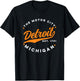 Vintage Detroit Motor City Michigan Orange Text T-Shirt - T-Shirt | Black
