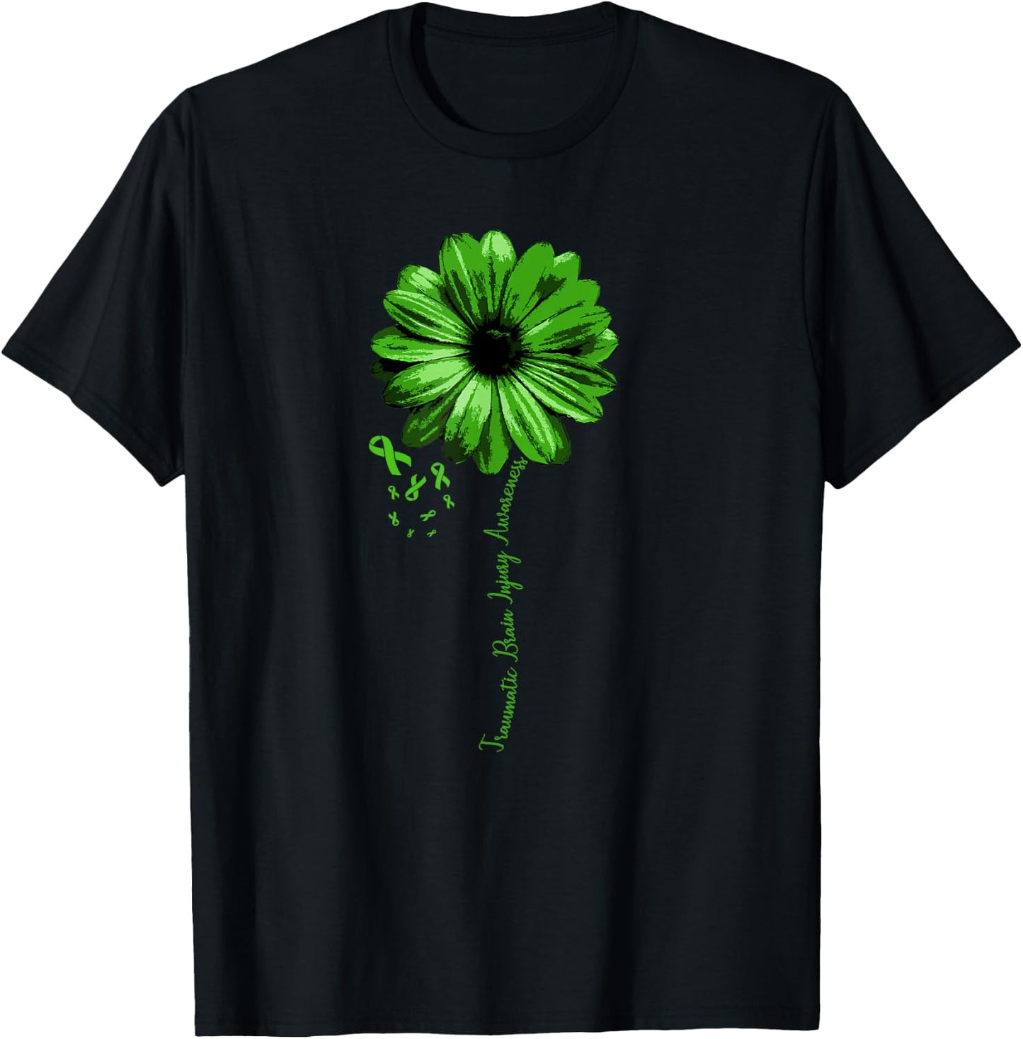 Traumatic Brain Injury Awareness Warrior Green Ribbon T-Shirt - T-Shirt | Black