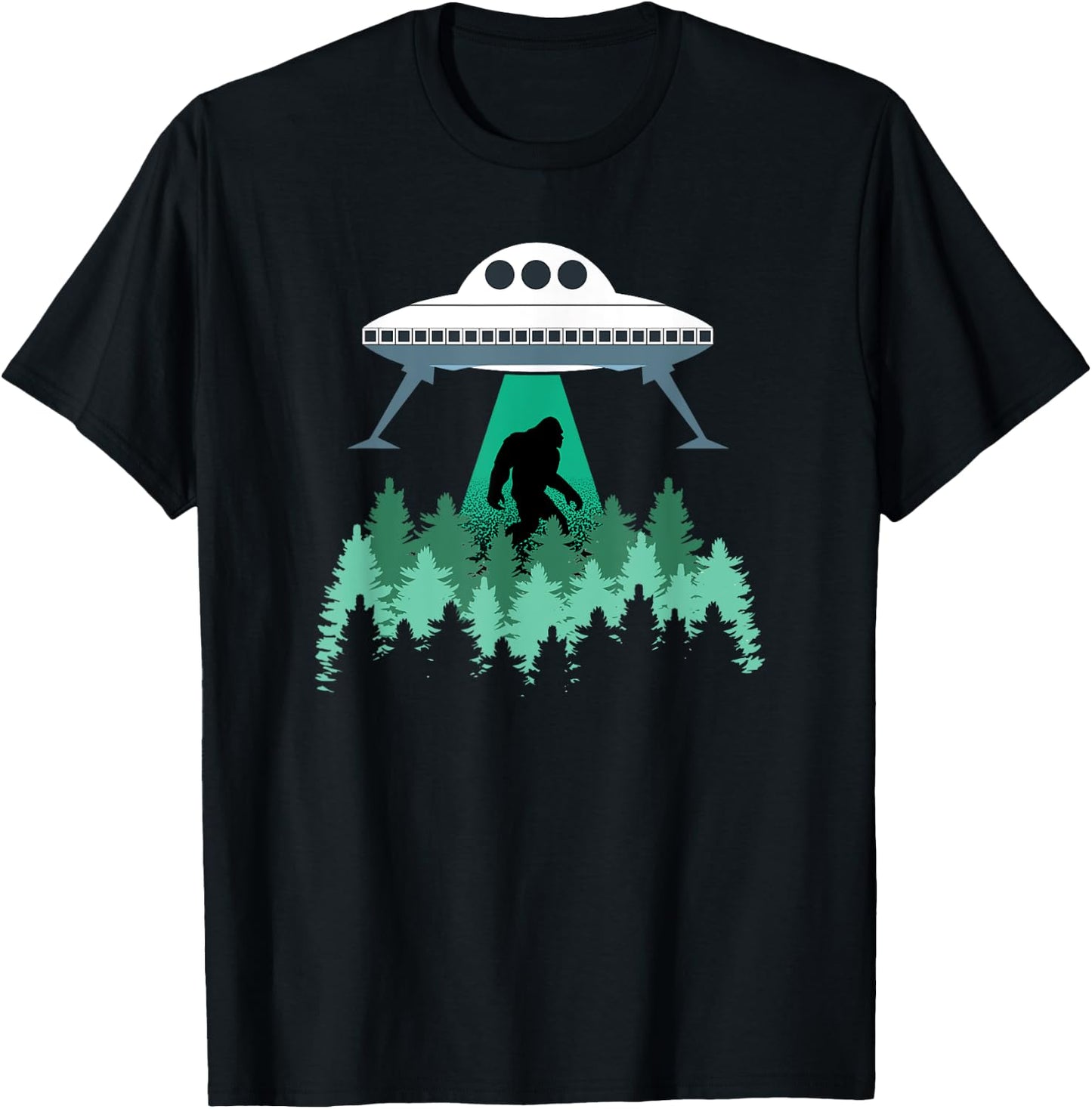 Bigfoot UFO Shirt Abduction Alien Conspiracy Gift T-Shirt - T-Shirt | Black