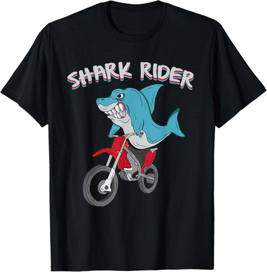 Shark Rider Funny Motorbike Motorcycle sharky T-Shirt - T-Shirt | Black