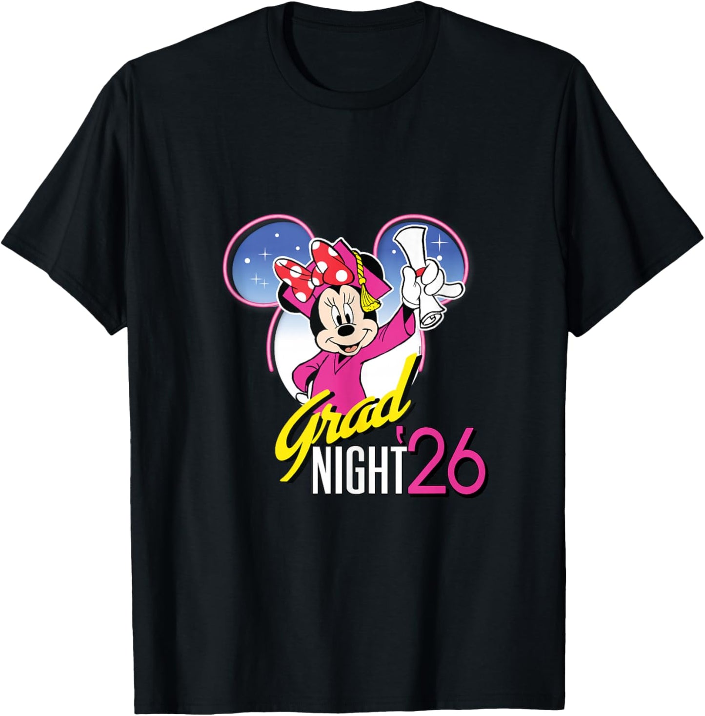Disney Minnie Mouse Grad Night '26 Class of 2026 Graduation T-Shirt - T-Shirt | Black