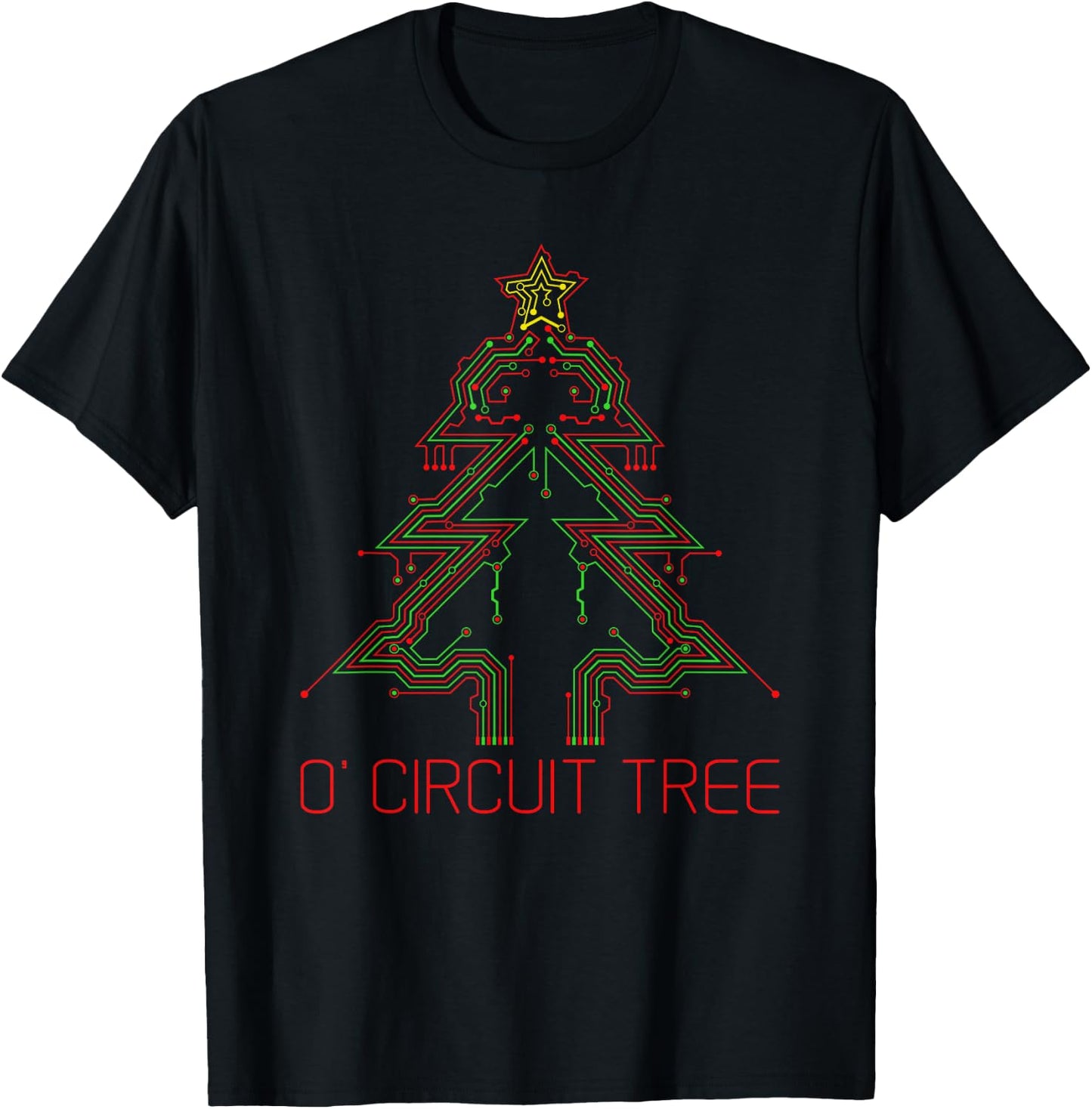Electrical Engineer O' Circuit Tree Christmas Holiday Nerdy T-Shirt - T-Shirt | Black