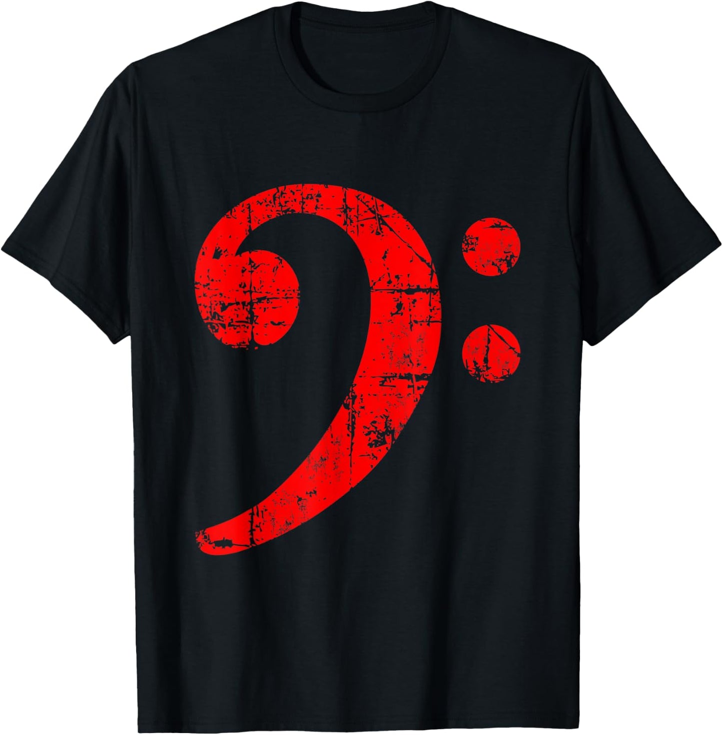Bass Clef (Vintage Red) Bass Players T-Shirt - T-Shirt | Black