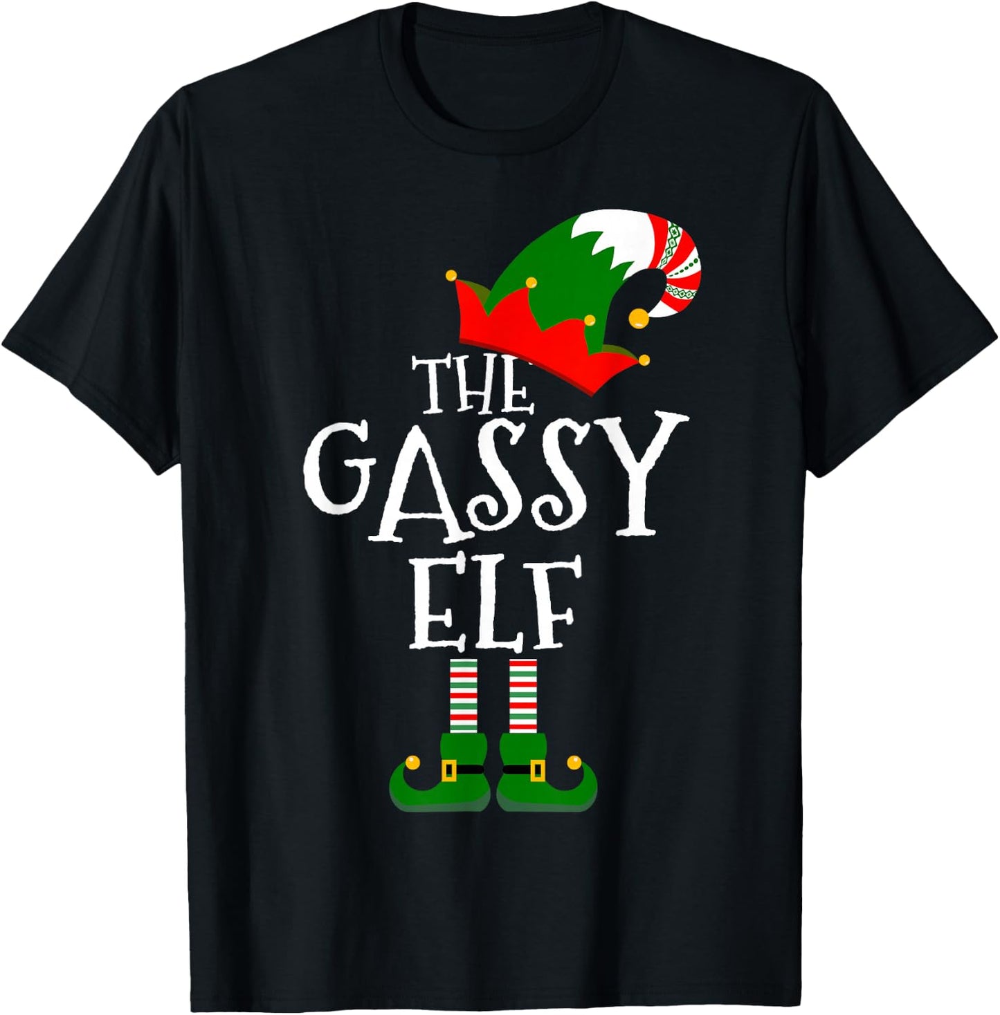 Funny The Gassy Elf Matching Family Group Gift Christmas T-Shirt - T-Shirt | Black