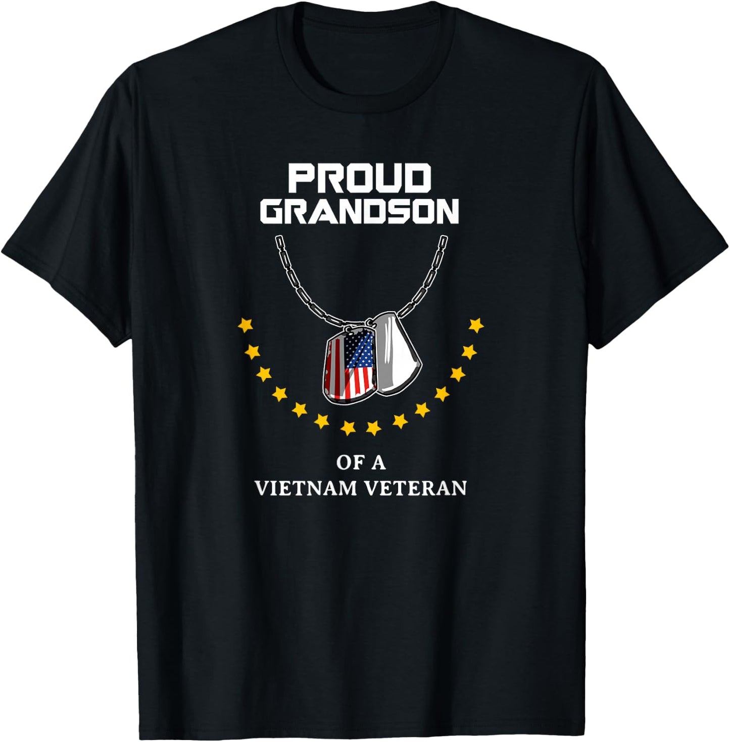 Proud Grandson Of A Vietnam Veteran Cool Army Soldier Gift T-Shirt - T-Shirt | Black