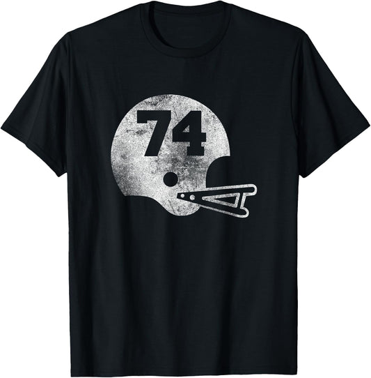 Vintage Football Jersey Number 74 Player Number T-Shirt - T-Shirt | Black