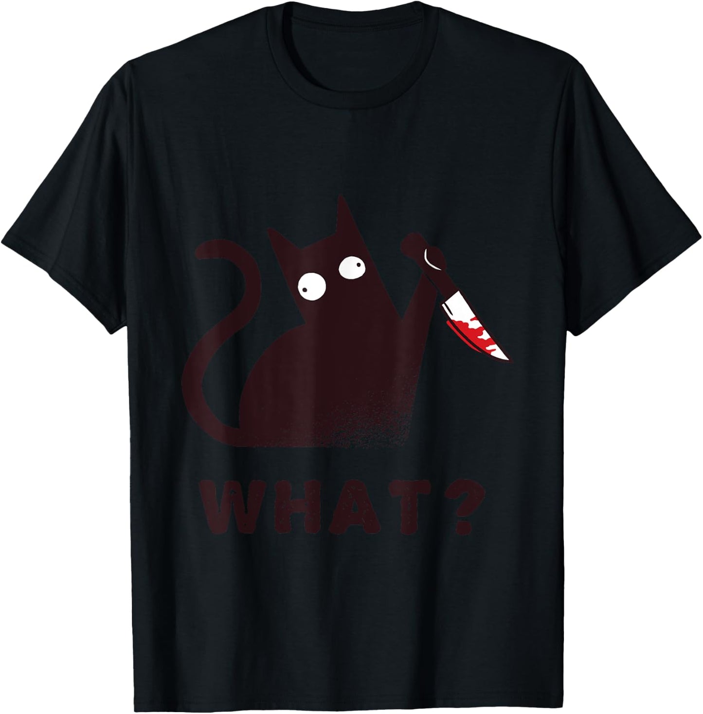 Funny Halloween Costume Clothes Knife Murder Black Cat What Men Women T-Shirt - T-Shirt | Black