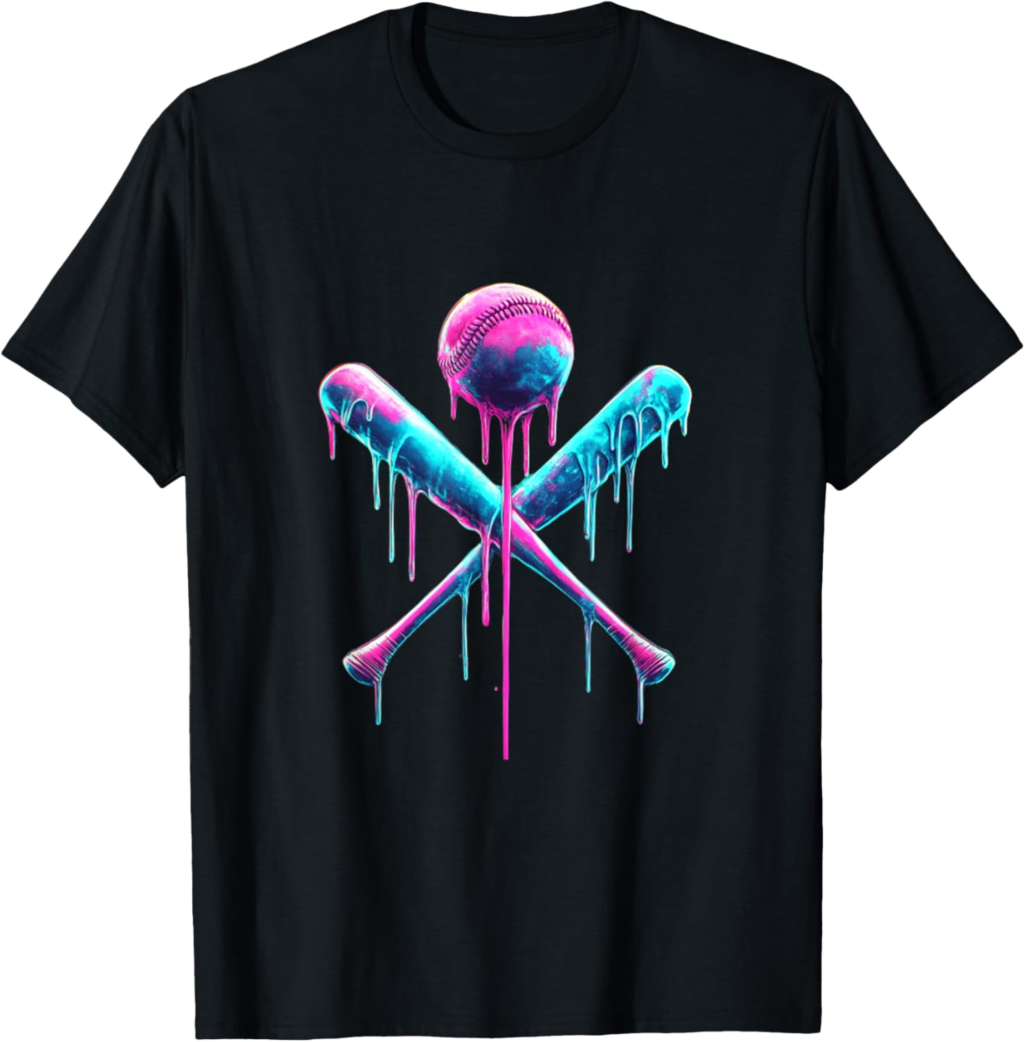 Baseball Bat with Sprinkles Drip T-Shirt - T-Shirt | Black