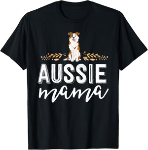Aussie Mama Red Merle Australian Shepherd Farm Dog Mom T-Shirt - T-Shirt | Black