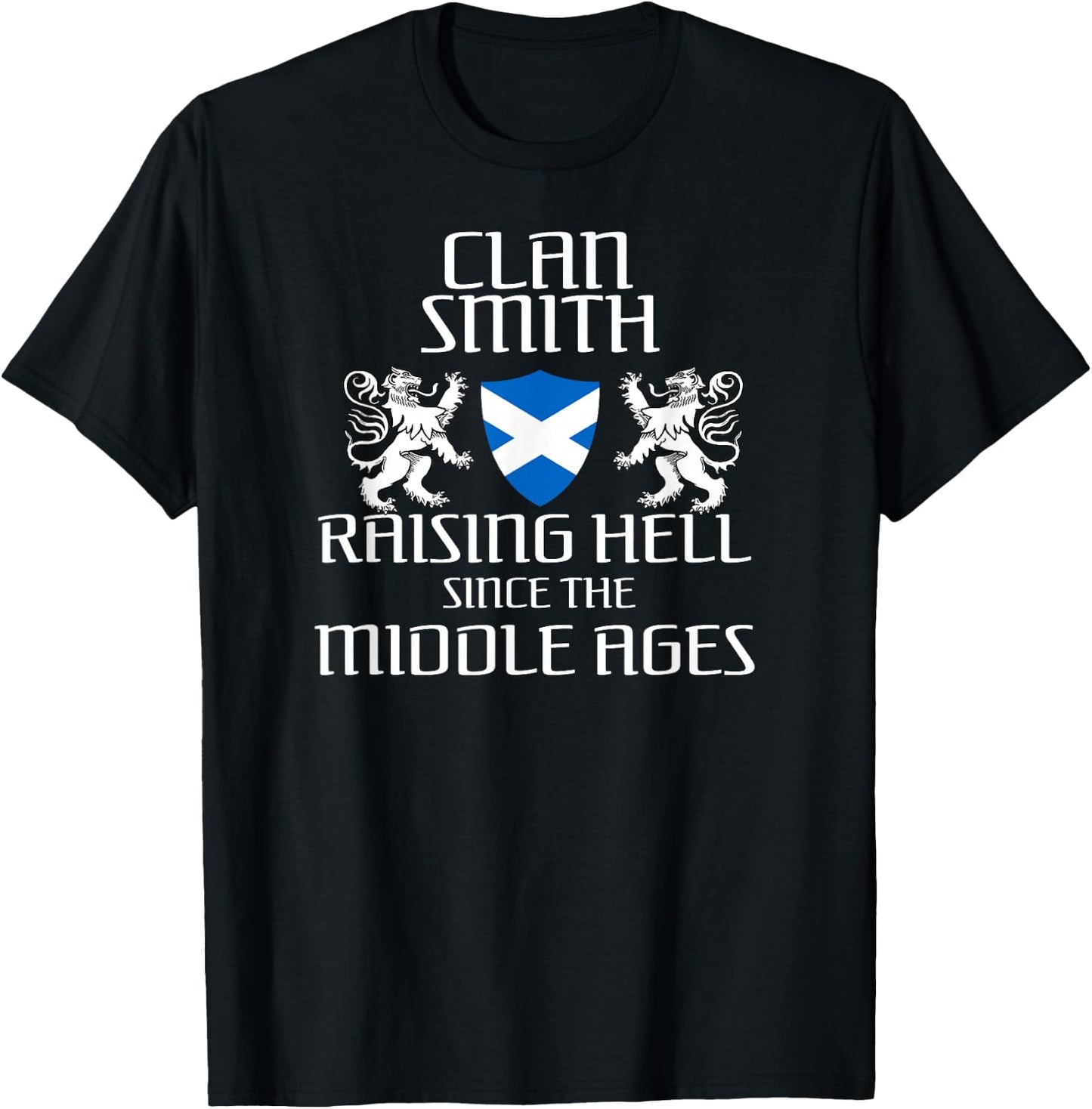 Smith Scottish Family Scotland Name Clan Lion T-Shirt - T-Shirt | Black