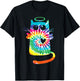 Fun Cat Hippie Rainbow Tie Dye Angel Cat with Heart and Halo Women Kids T-Shirt - T-Shirt | Black