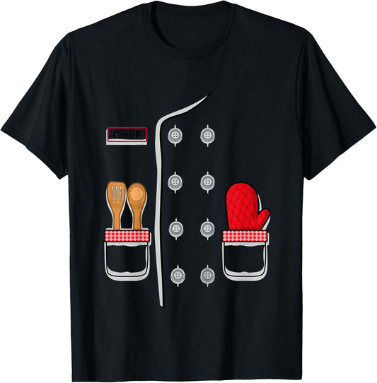 Kids Chef Costume for Kids Easy Halloween Outfit- Pro Cook Chef T-Shirt - T-Shirt | Black