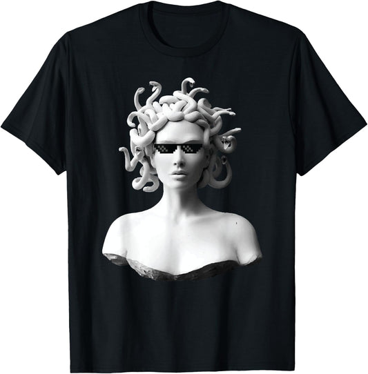 Medusa Head Portrait Greek Mythology Gorgon Monster T Shirt T-Shirt - T-Shirt | Black