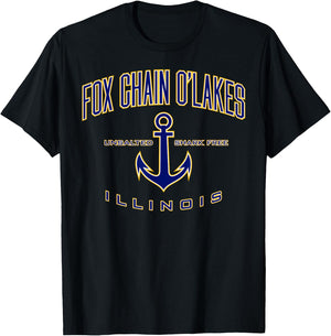 Fox Chain O'Lakes IL Shirt , Men, Girls & Boys T-Shirt - T-Shirt | Black