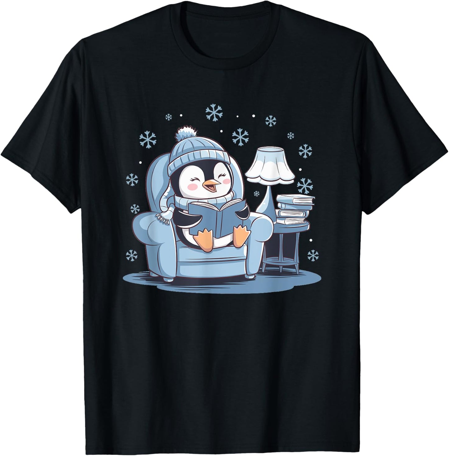 Penguin Reading Arctic Wildlife Animal Winter Snow Lover T-Shirt - T-Shirt | Black