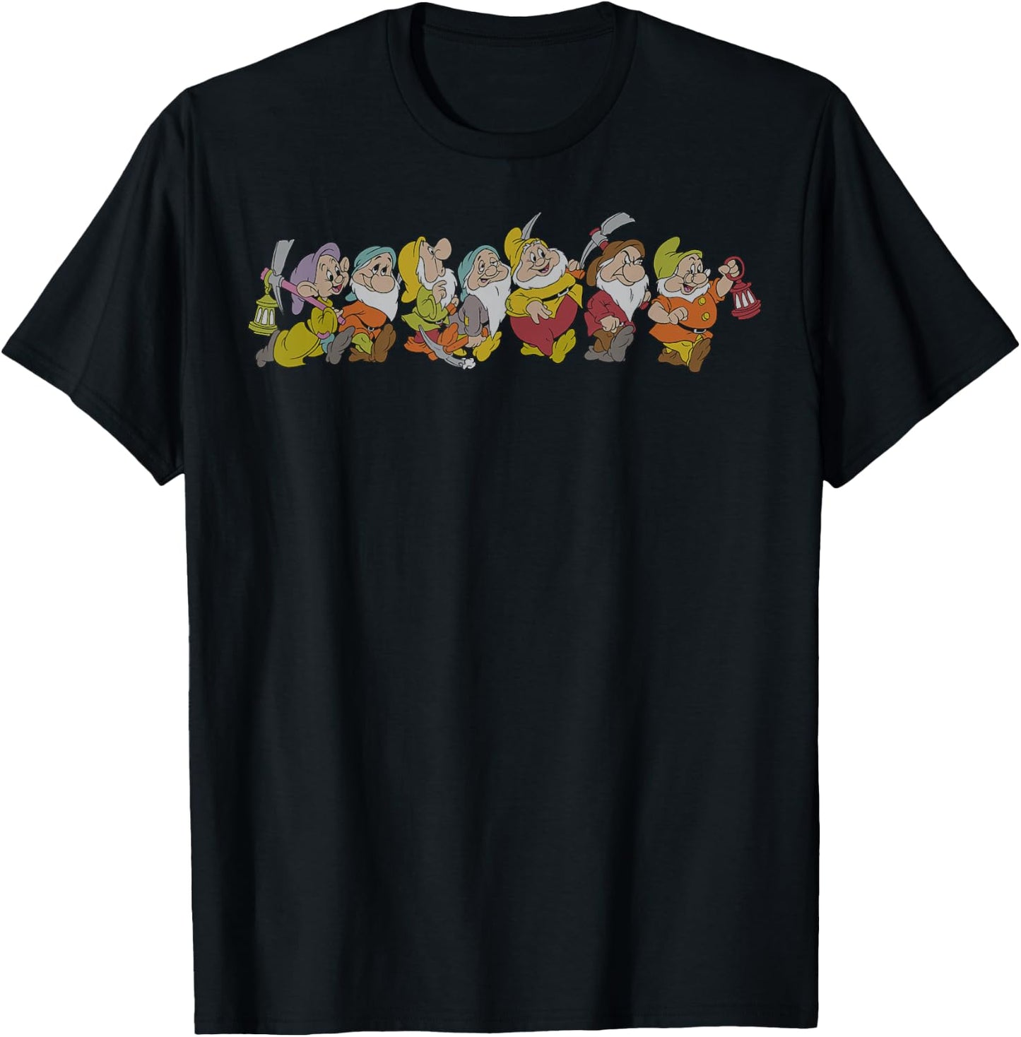 Disney Snow White and The Seven Dwarfs Marching in Line T-Shirt - T-Shirt | Black