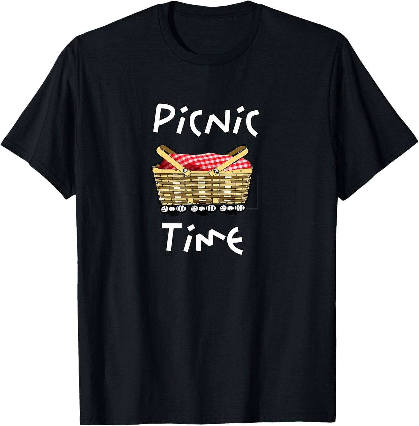 Picnic Time Ants Carry off the Basket Funny Design T-Shirt - T-Shirt | Black