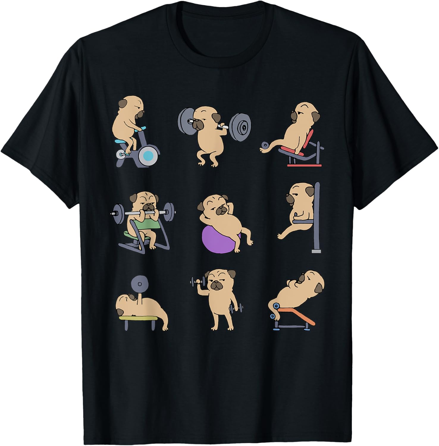 Pug Workout for a Dog Lover T-Shirt - T-Shirt | Black