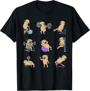 Pug Workout for a Dog Lover T-Shirt - T-Shirt | Black