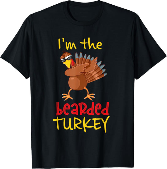 Bearded Turkey Matching Family Group Thanksgiving Party T-Shirt - T-Shirt | Black