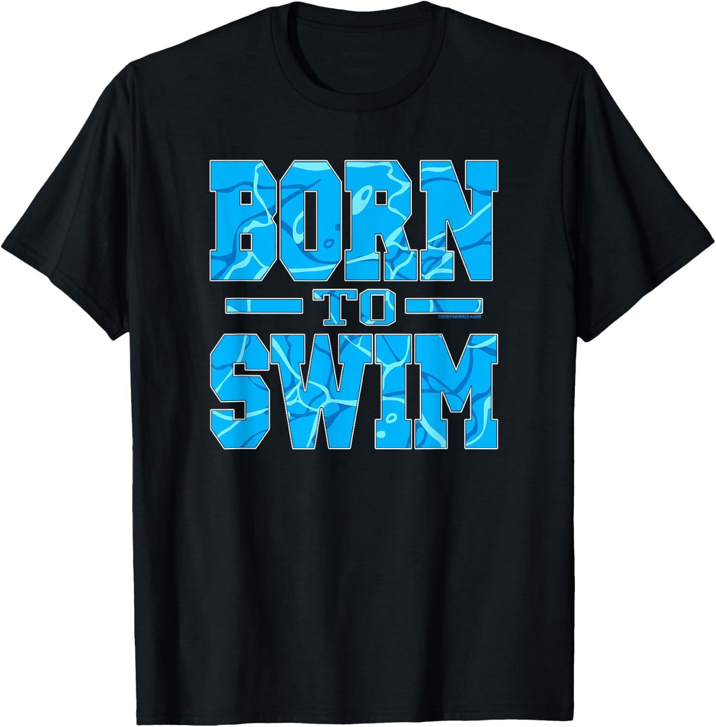 Born To Swim Water Pattern Athletic Swimming T-Shirt - T-Shirt | Black