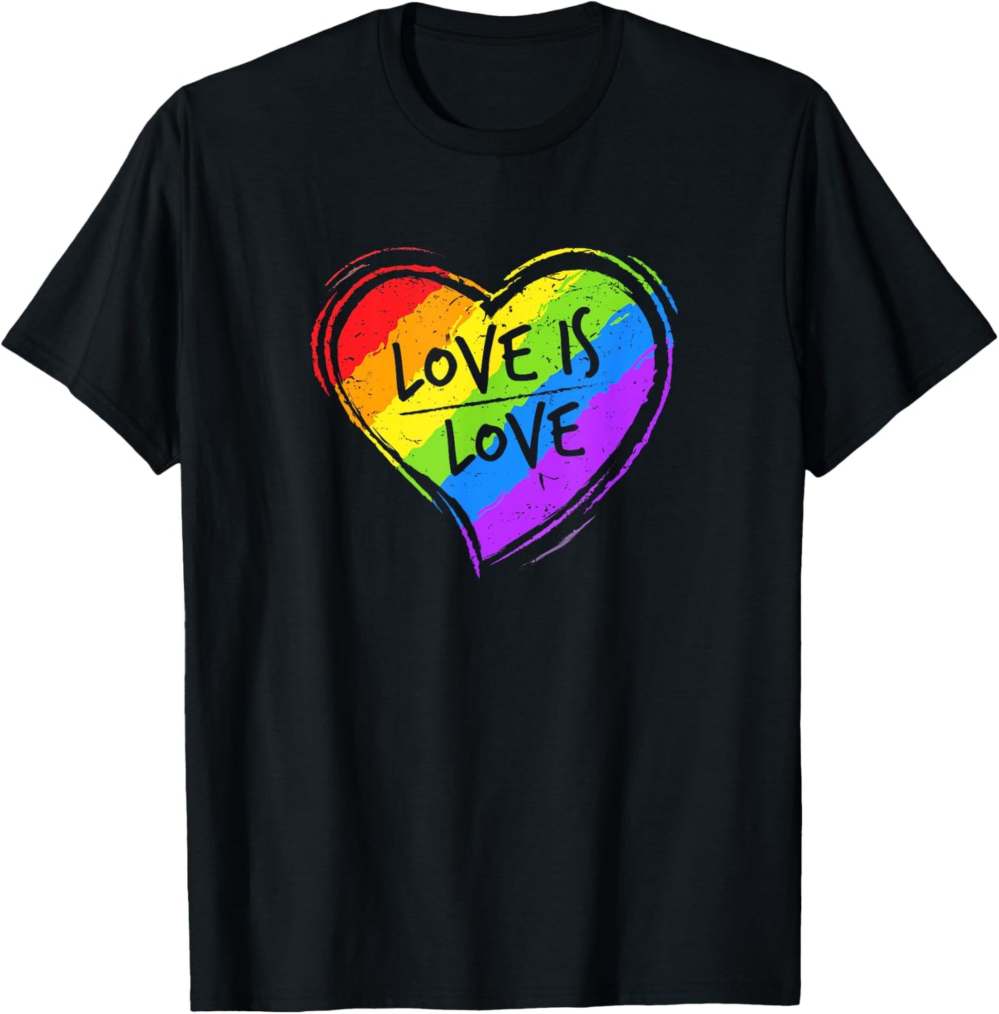 Love Rainbow Heart Funny Quote T-Shirt - T-Shirt | Black