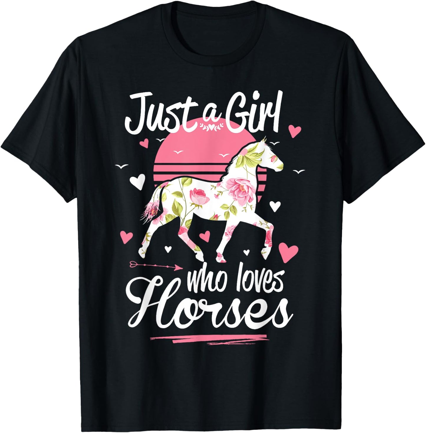Just A Girl Who Loves Horses Shirt Vintage T-Shirt - T-Shirt | Black