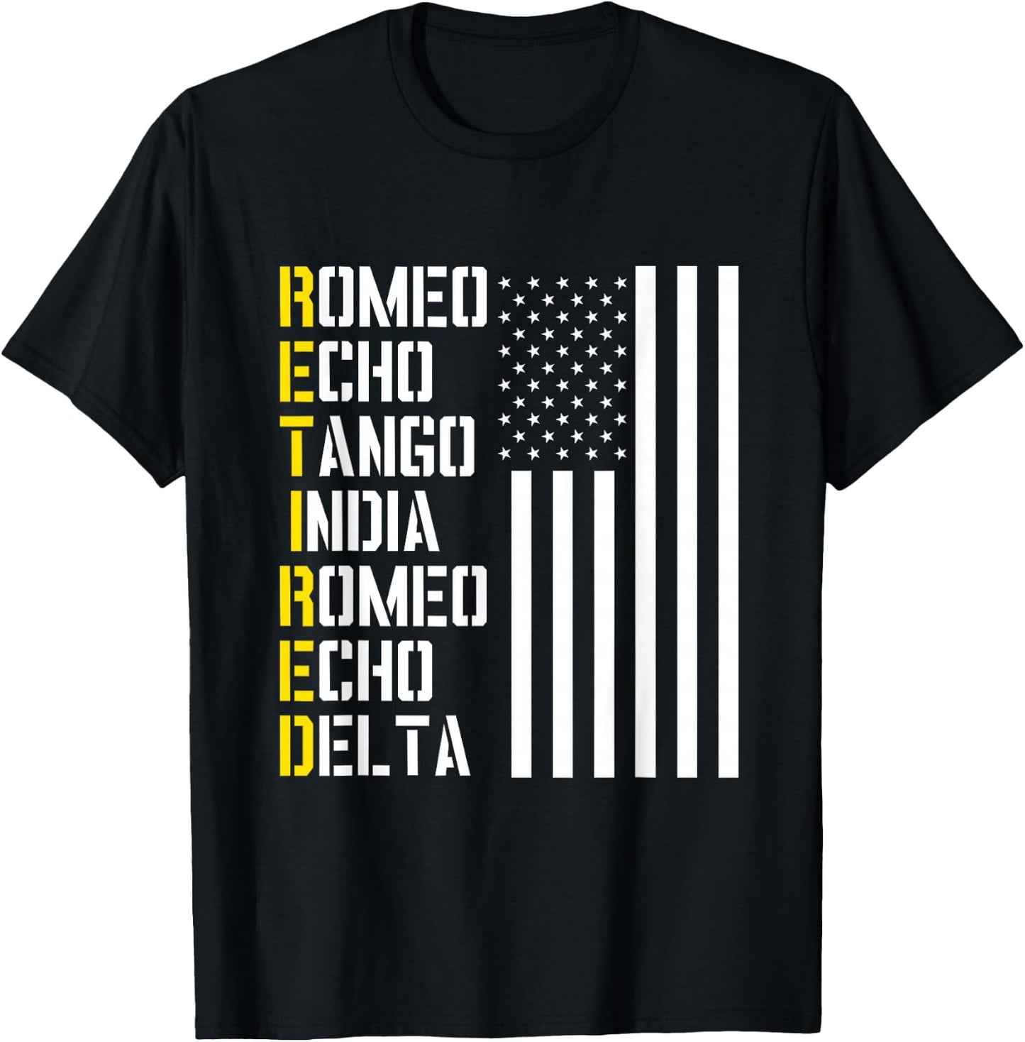 Military, Police, Pilot Retirement Design Phonetic Alphabet T-Shirt - T-Shirt | Black