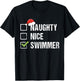 Naughty Nice Swimmer Shirt Swim Santa Hat Christmas Gift T-Shirt - T-Shirt | Black
