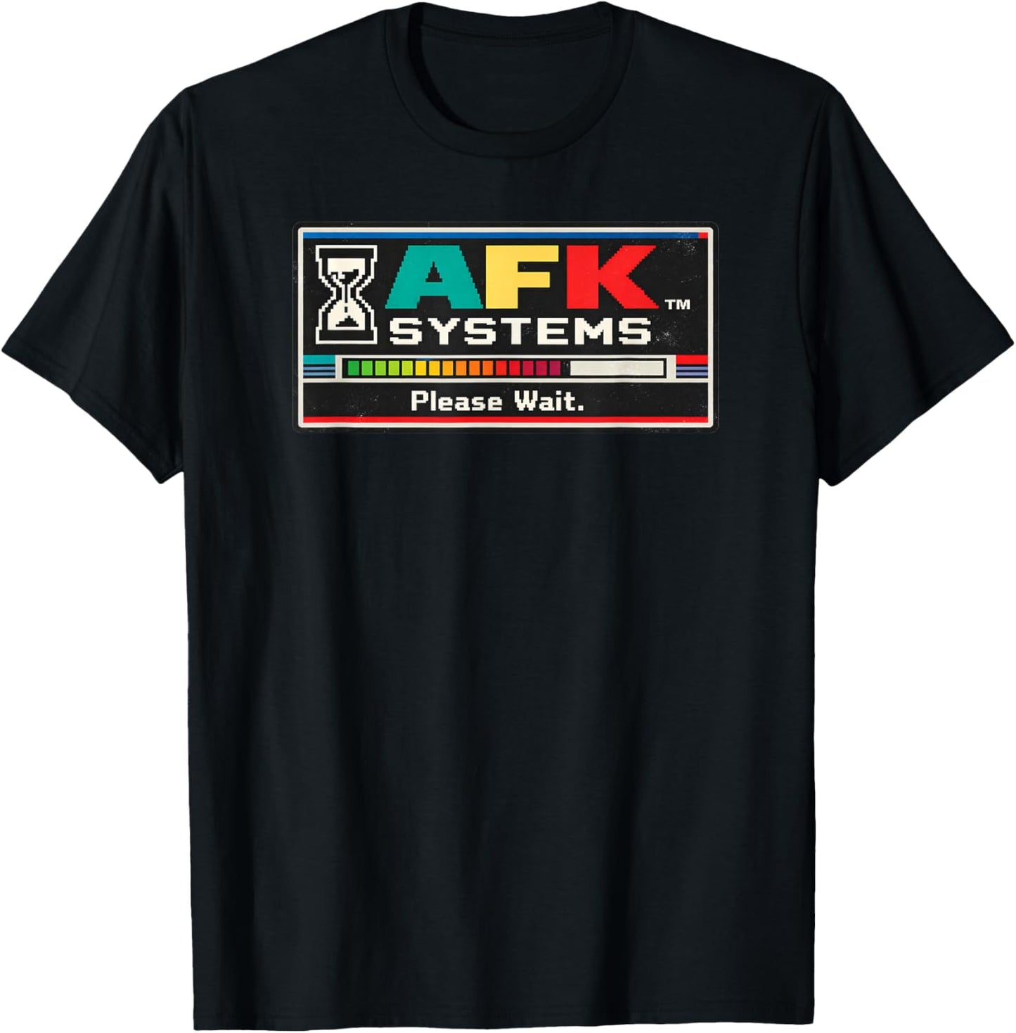 AFK Systems Please Wait Retro 90s Gamer Meme Graphic T-Shirt - T-Shirt | Black