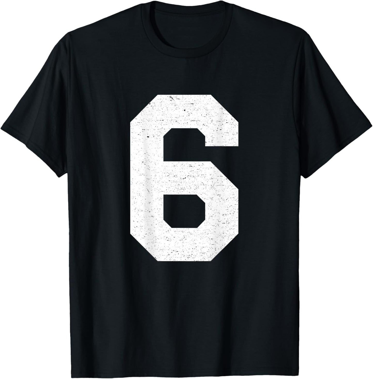 #6 Jersey Uniform Varsity Sports Number, 6th Birthday T-Shirt - T-Shirt | Black