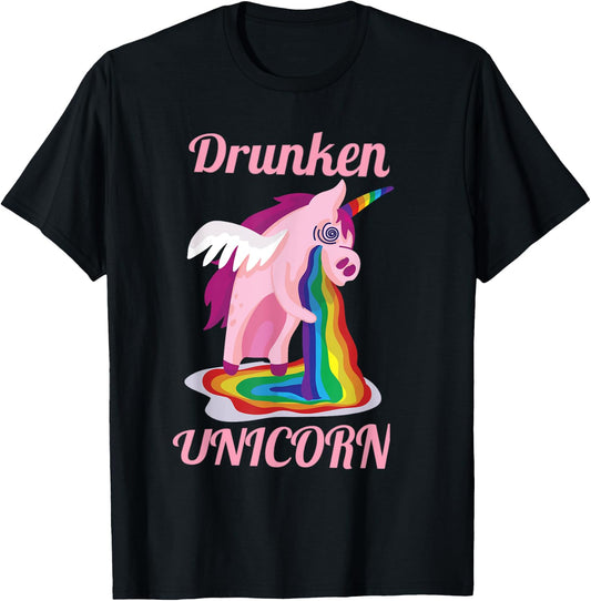 Drunken Unicorn Adult Gift T-Shirt - T-Shirt | Black