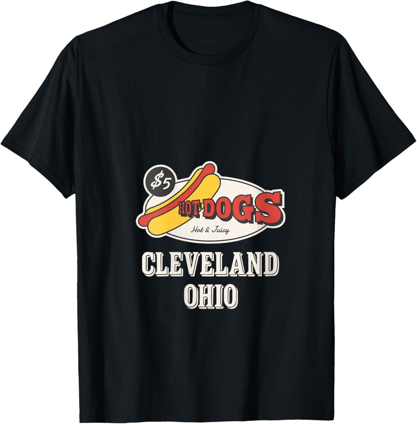 Women's Cleveland Ohio Hot Dogs Juicy Retro Food V-Neck T-Shirt - T-Shirt | Black