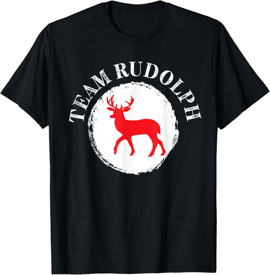 Team Rudolph Christmas Matching Family Funny Gift T-Shirt - T-Shirt | Black