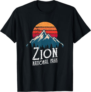 Vintage Retro Zion National Park Utah Mountain T Shirt T-Shirt - T-Shirt | Black